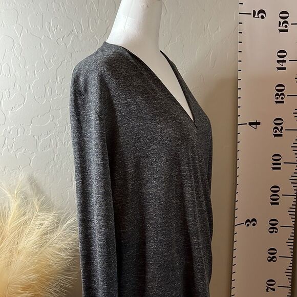 AMERICAN Vintage gray long sleeve crossover top raw hemline at sleeves SZ M - Picture 7 of 12
